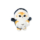 The Mofusand Shark Nyan Bag Charm features an orange tabby cat in a shark costume holding a white plush seal, making it a cute accessory from the Mofusand brand, shown on a white background.