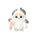 White and gray plush bag charm cat with orange face pattern and stitched eyes