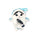 The Mofusand Shark Nyan Bag Charm features a cute plush cat in a blue and white shark costume, holding a tiny fish—perfect for accessorizing your tote or backpack with adorable Mofusand style.