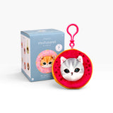 Mofusand sweet donut character keychain blind box, red-pink cat pouch with pink clip.