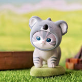 Gray plush animal blind box figure with big blue eyes and koala-like ears