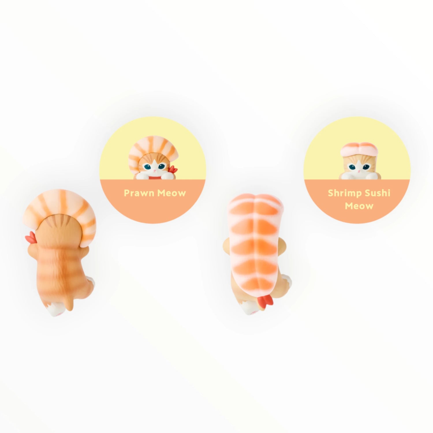 Plush prawn and shrimp hippers with orange and pink striped bodies, set of three.