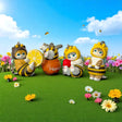 Bumblebee-themed cat keychains with honey and lemon accessories (set of four)
