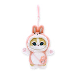 Mofusand Bunny Mini Bag - Plush Keychain with soft bunny hood, small crossbody pouch, and plush cat face in pastel pink