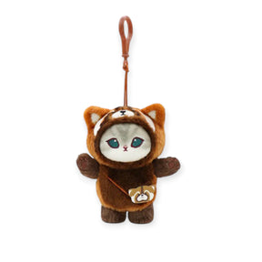Mofusand Red Panda Mini Bag - Plush Keychain featuring a cat in a fuzzy red panda costume with small crossbody bag