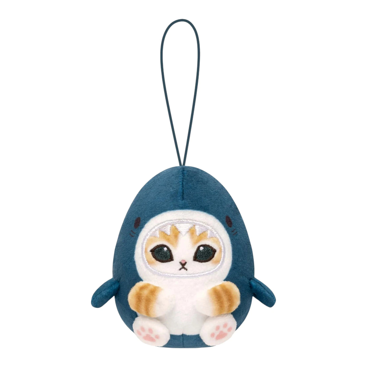Blue penguin plush keychain with orange-brown face, round paws, and hanging strap