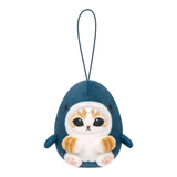 Blue penguin plush keychain with orange-brown face, round paws, and hanging strap