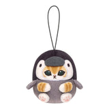 Gray penguin plush keychain with orange-brown belly markings, flippers, and strap