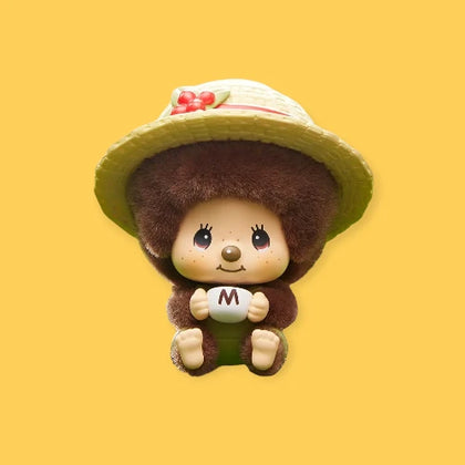 Coffee Break figure from the Monchhichi Mon Mon Farm Series - Flocked Pendant Blind Box Lineup