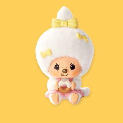 Peach Sweety figure from the Monchhichi Mon Mon Farm Series - Flocked Pendant Blind Box Lineup