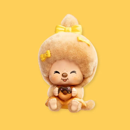 Orange Sweety figure from the Monchhichi Mon Mon Farm Series - Flocked Pendant Blind Box Lineup