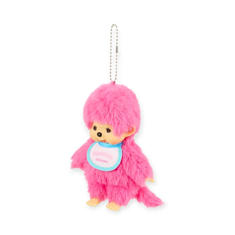 Berry pink plush bag charm doll with hanging chain and round tag