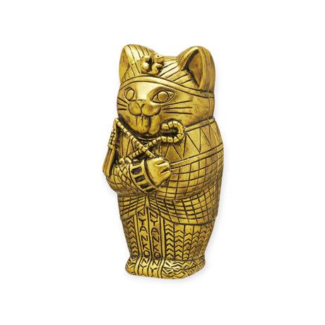 Discover the hidden treasure of a Mummy Cat statue dressed as an ancient Egyptian pharaoh, complete with a crook and flail, in your next Kitan Club's Mummy Cat Blind Box adventure.