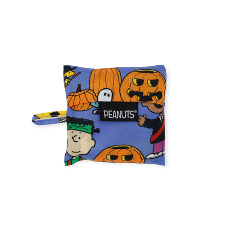 Compact Baby Baggu x Peanuts pouch with Halloween pumpkin patch characters on blue background, gallery 1
