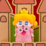 Blind-box figurine with orange hair, heart-shaped chest, and two-faced goggles.