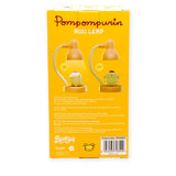 Pompompurin Mini Night Light by Sanrio shown on yellow box with two lamp illustrations and character figures on round bases