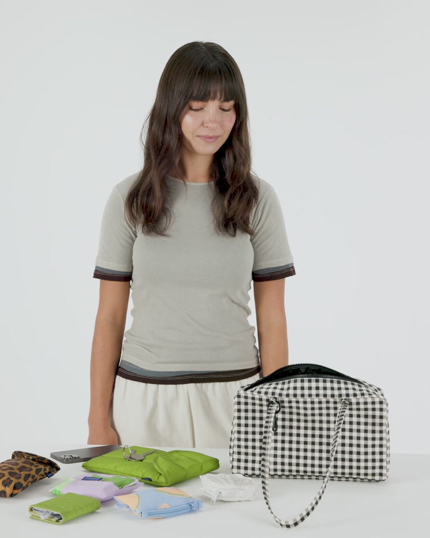Baggu Medium Nylon Bowler Bag - Gingham Check Style – Blink Box