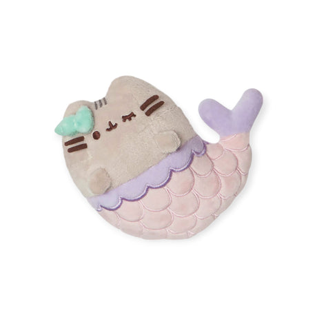 A 13cm plush toy from Pusheen, designed to look like a Pusheen-icorn with a mermaid tail, showcasing pastel colors and a small bow adorning its head.