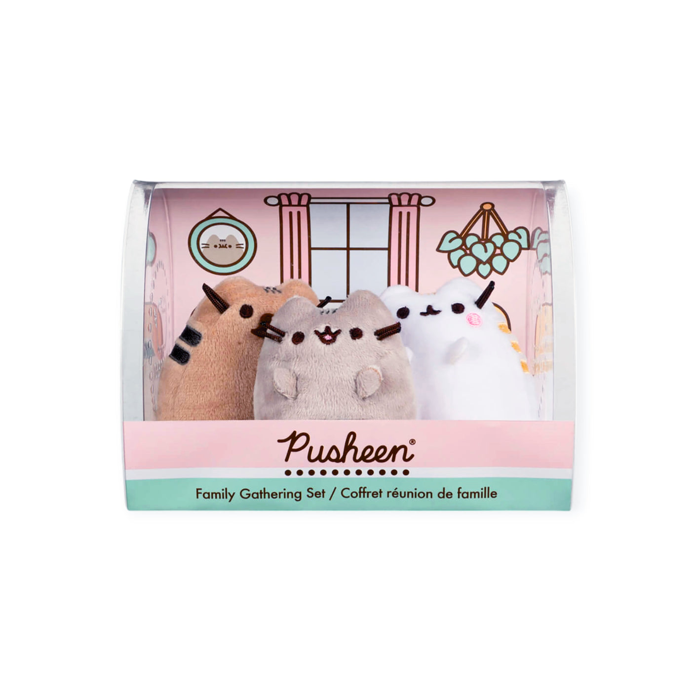 The Pusheen Family - Plushie Gift Set by Pusheen includes four delightful plush cat toys presented in a decorative "Family Gathering Set" box.