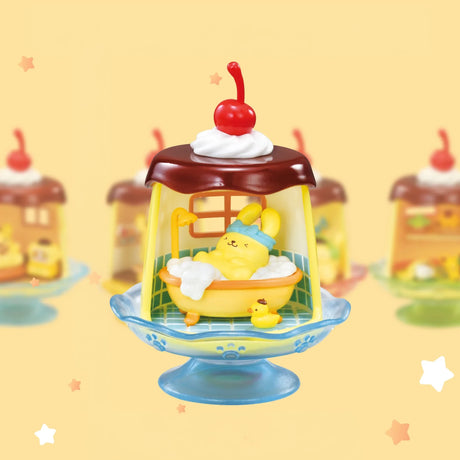 Mini dessert blind box figure: yellow cat character reclining inside a dessert lantern