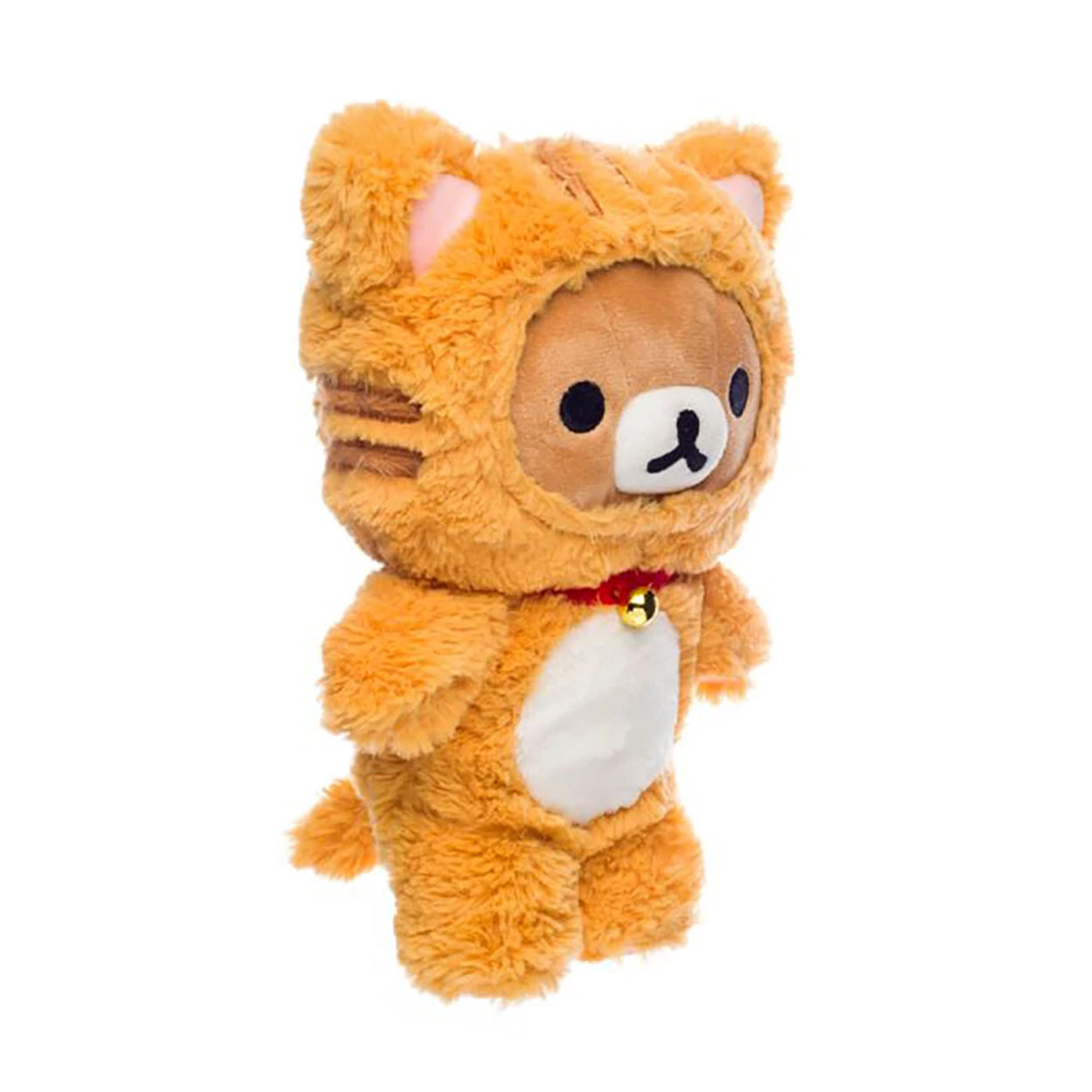 The Rilakkuma Tiger Plush (23cm) by Rilakkuma features the beloved bear in a cute tiger costume with a red collar and bell, making it an adorable and cuddly gift for any fan.
