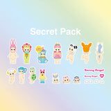 The Sonny Angel Blind Box - Sticker Pack Series 1 features a variety of figures dressed in animal and seasonal costumes, accompanied by the text "Secret Pack," and includes stickers from the Sonny Angel brand.