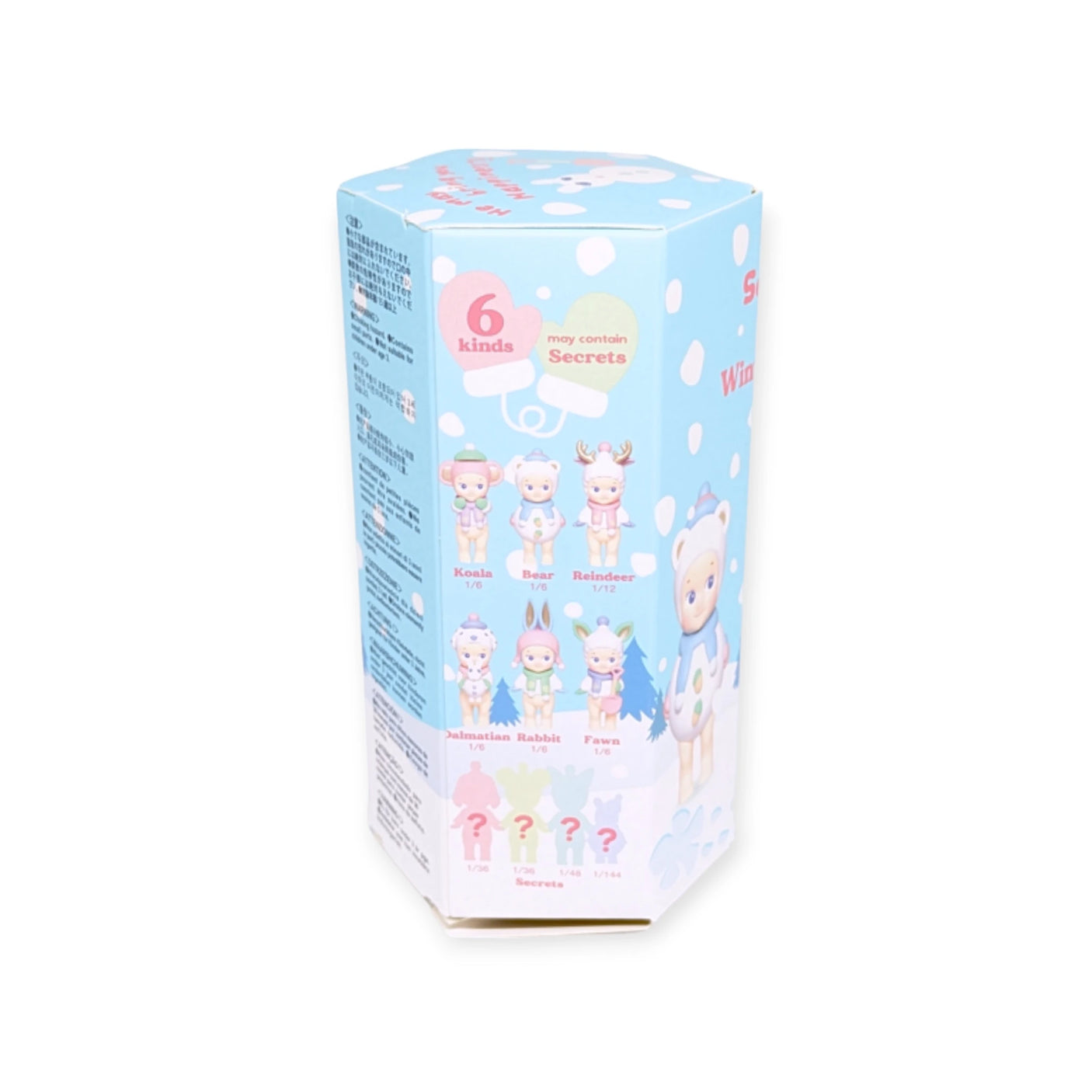 Winter Wonderland blind box carton with window and collectible figurine graphics