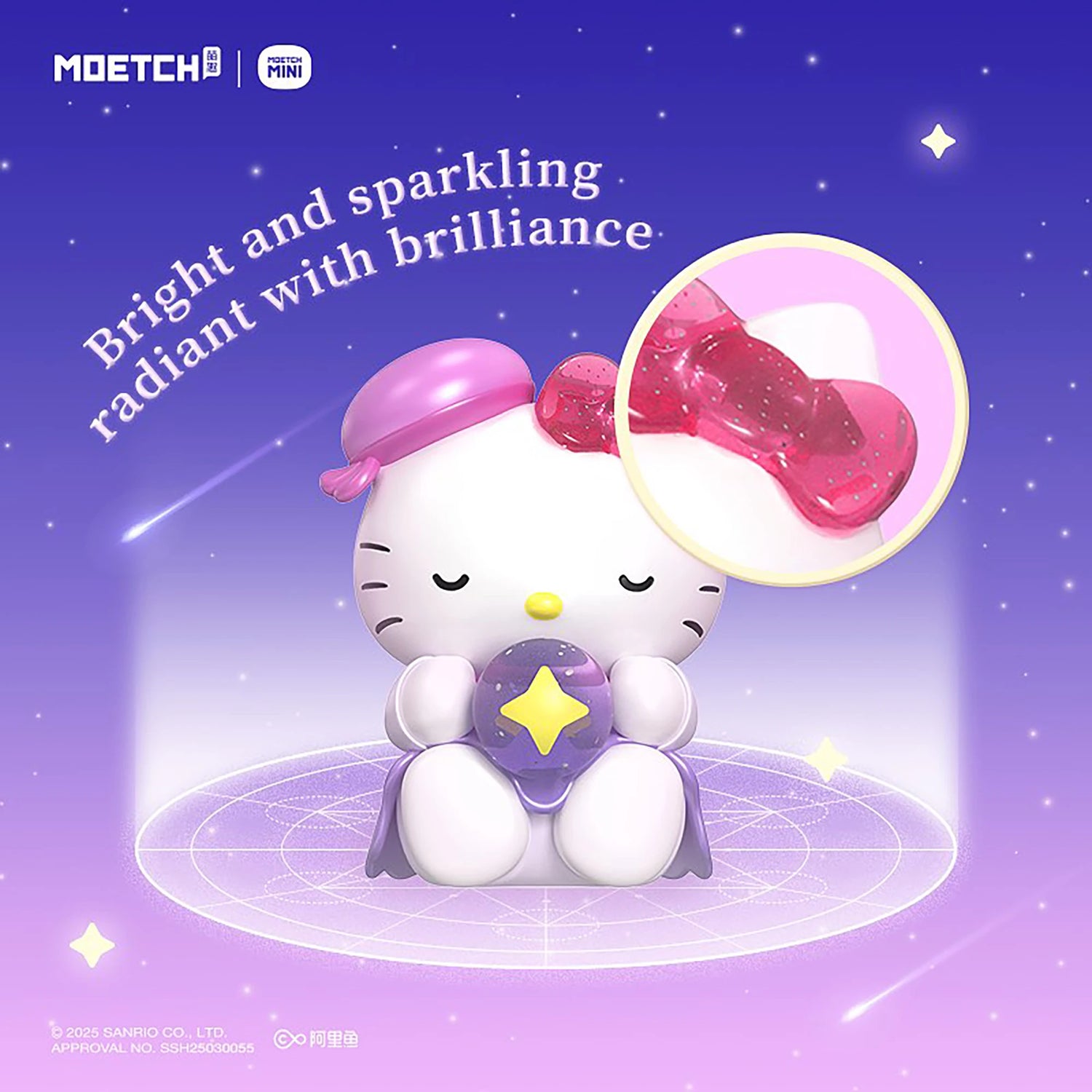 Two Hello Kitty mini astrology figures sitting with purple star accessory