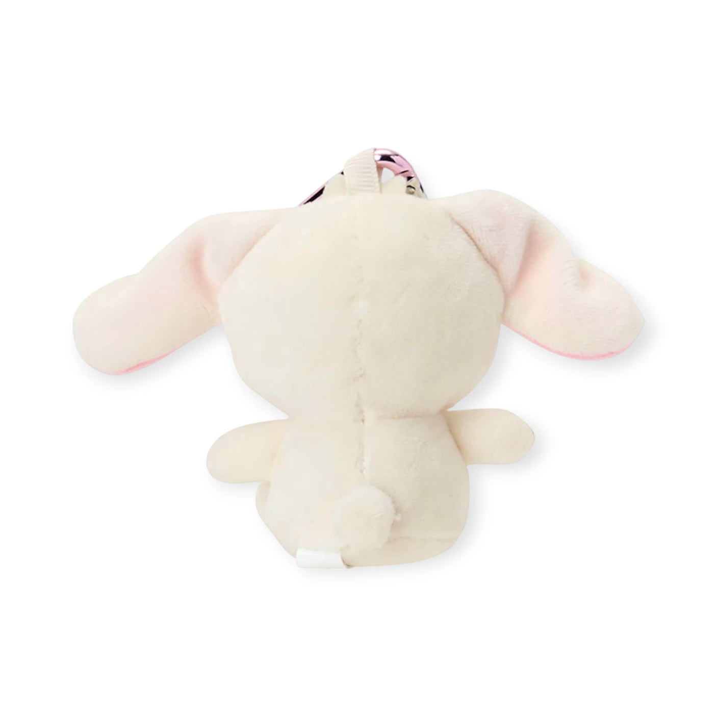 Sugarbunnies plush bunny keychain, cream body with pink inner ears and clasp
