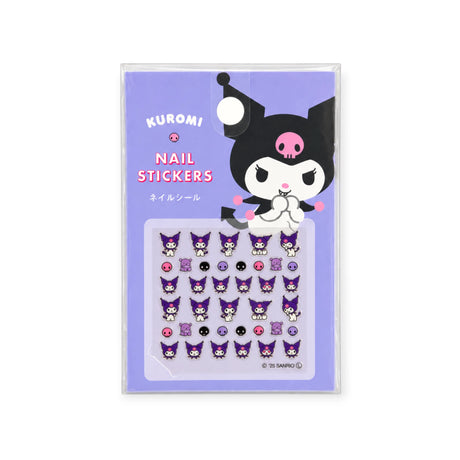 Kuromi nail sticker set on blister card with character designs