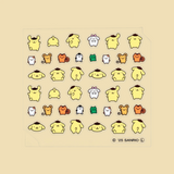 Nail sticker sheet with Pompompurin character faces and small accessories