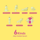 Set of Smiski-style strap keychains with small figures in different poses