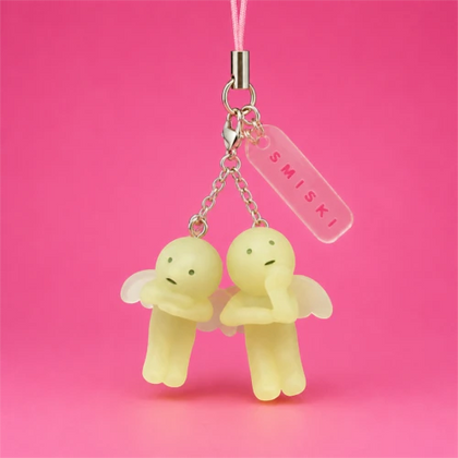 Mini Twin Angels figure from the Smiski Strap Accessory Keychain - Series 4 Lineup