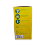 Smiski touch light box back in yellow, with icons and specification text