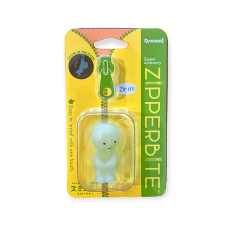 ZipperBite zipper accessory blister pack with light-green hugging knees figure in window
