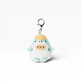 Whale shark plush bag charm with keyring, smiling face and blue fins