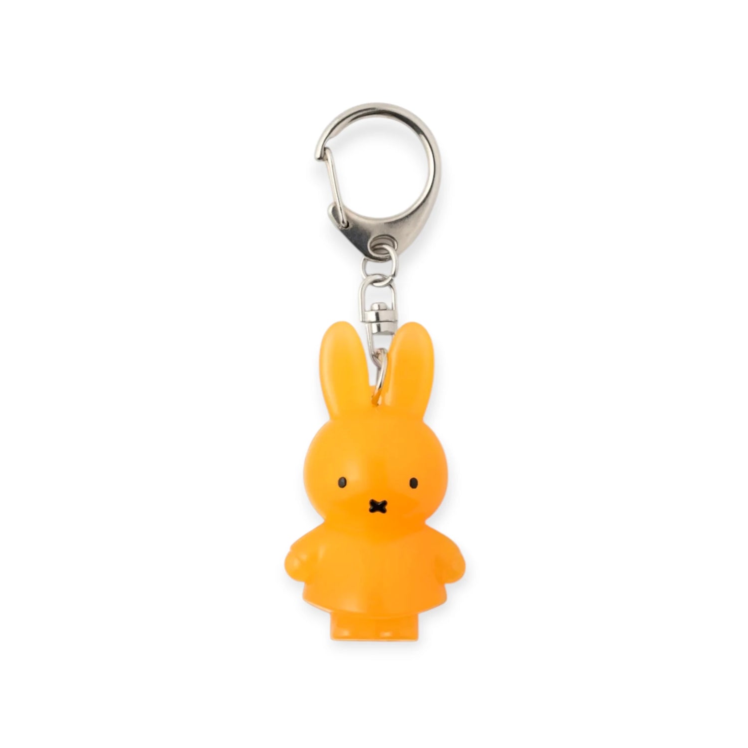 Yellow jelly rabbit keychain with metal ring and clip, dangling rabbit charm