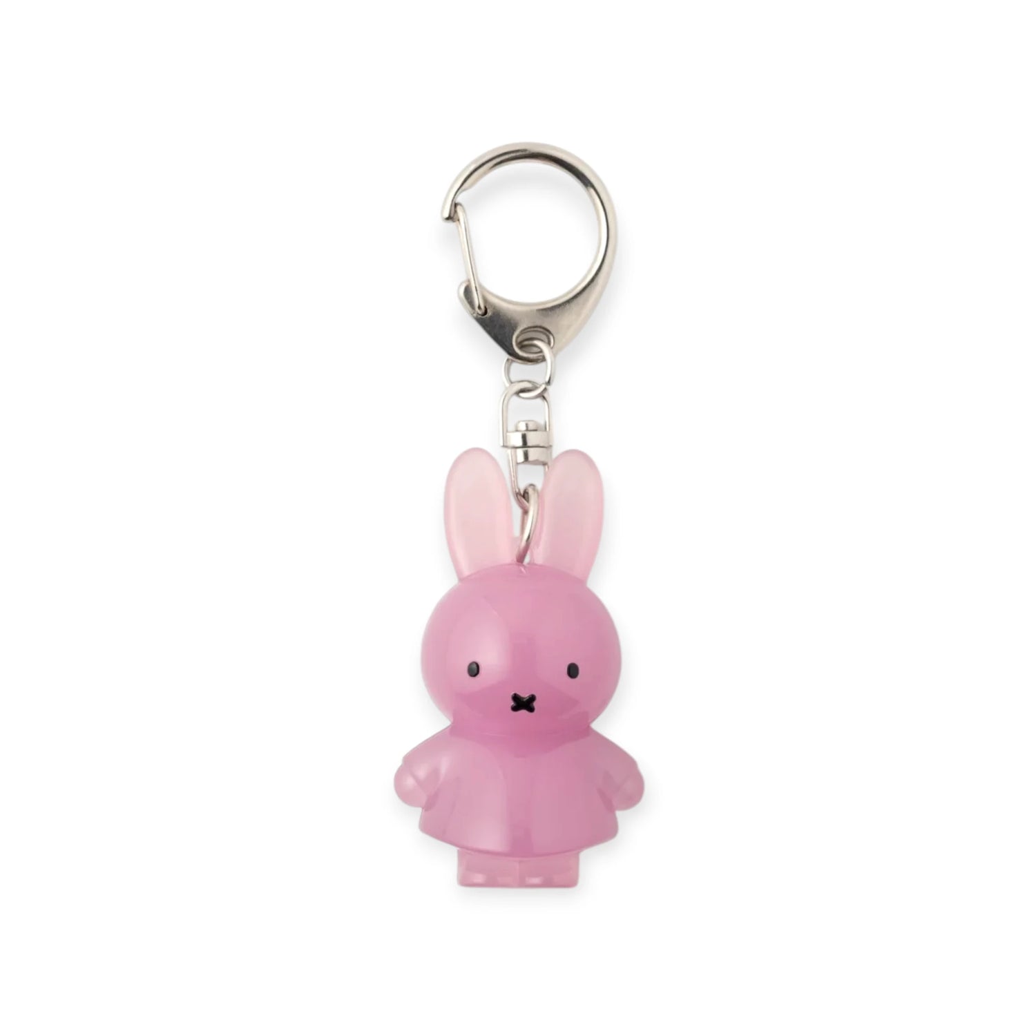 Purple jelly rabbit keychain with metal ring and clip, dangling rabbit charm
