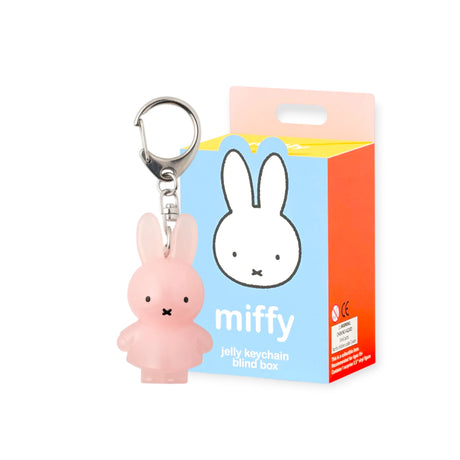Jelly rabbit keychain blind box with pastel pink rabbit and metal keyring loop