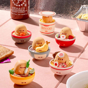 Smoko ramen blind box vinyl figures in bowls, assorted cute character designs