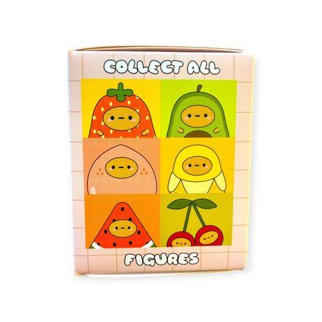 The Smoko Tayto Fruit Blind Box by Smoko features six cute, oval-faced vinyl figures in fruit or dessert-themed costumes. Collect them all!.