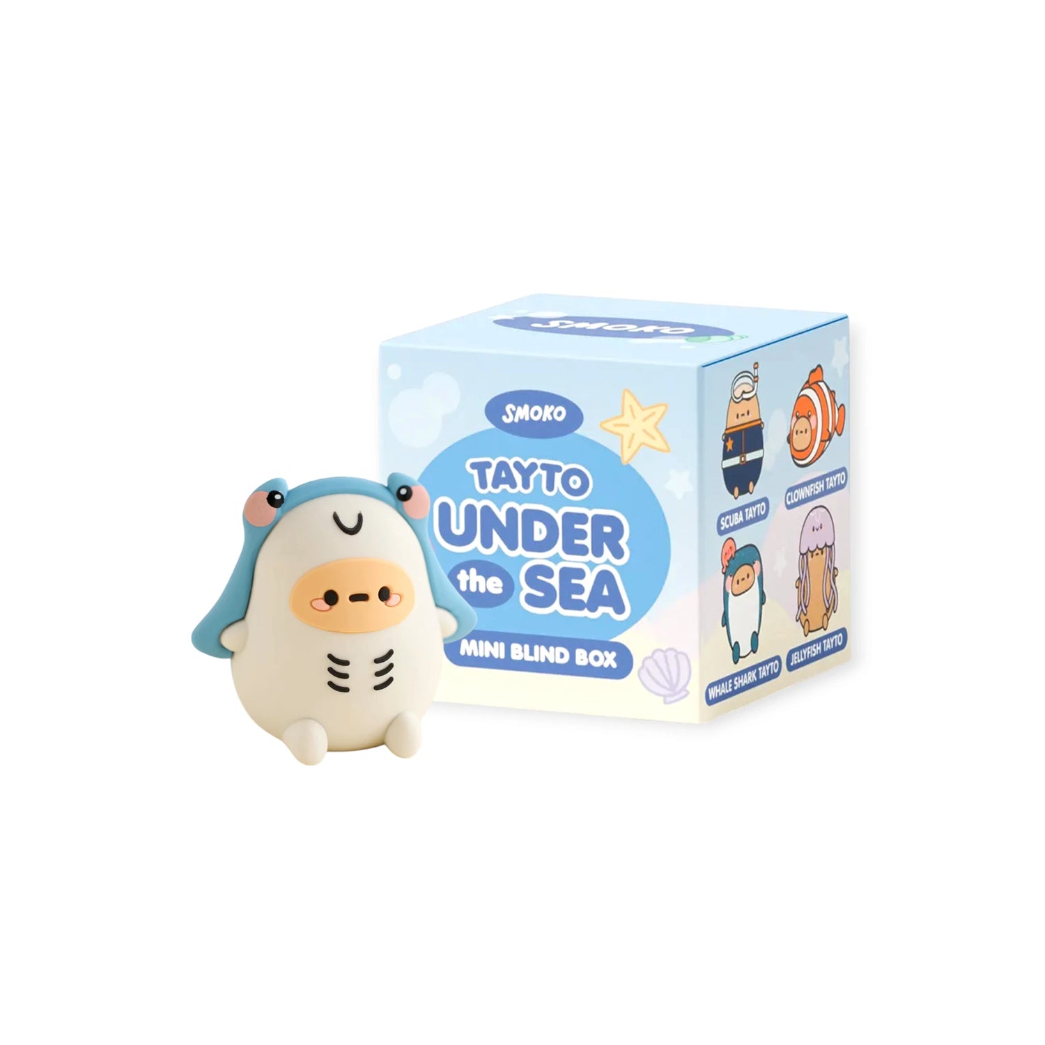 Under the Sea mini blind box figure: blue finned character with cream belly