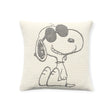 Cream cotton cushion cover with Snoopy standing graphic in gray