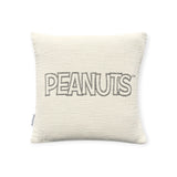 Cream cotton cushion cover with PEANUTS logo embroidery
