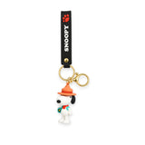 Snoopy scout keychain with black strap, Snoopy paw logo, orange-hat character charm