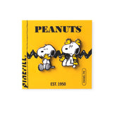 Snoopy & Woodstock enamel pin set on PEANUTS card backing