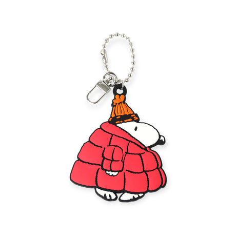 3D character keychain: red puffer jacket with metal chain and clip