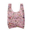 BAGGU reusable tote bag in pink with multicolor floral, butterfly, and animal print