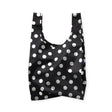 Baggu standard tote bag in black with silver metallic polka dots