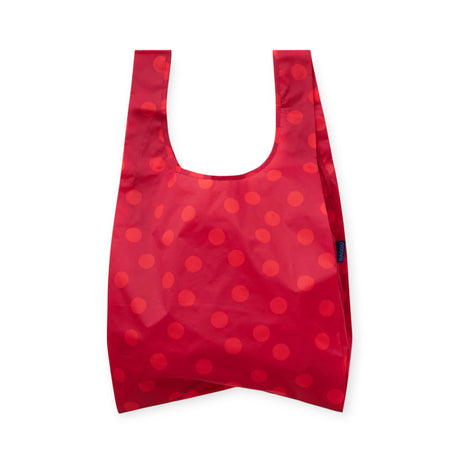 Baggu standard reusable tote bag, red with large polka dots